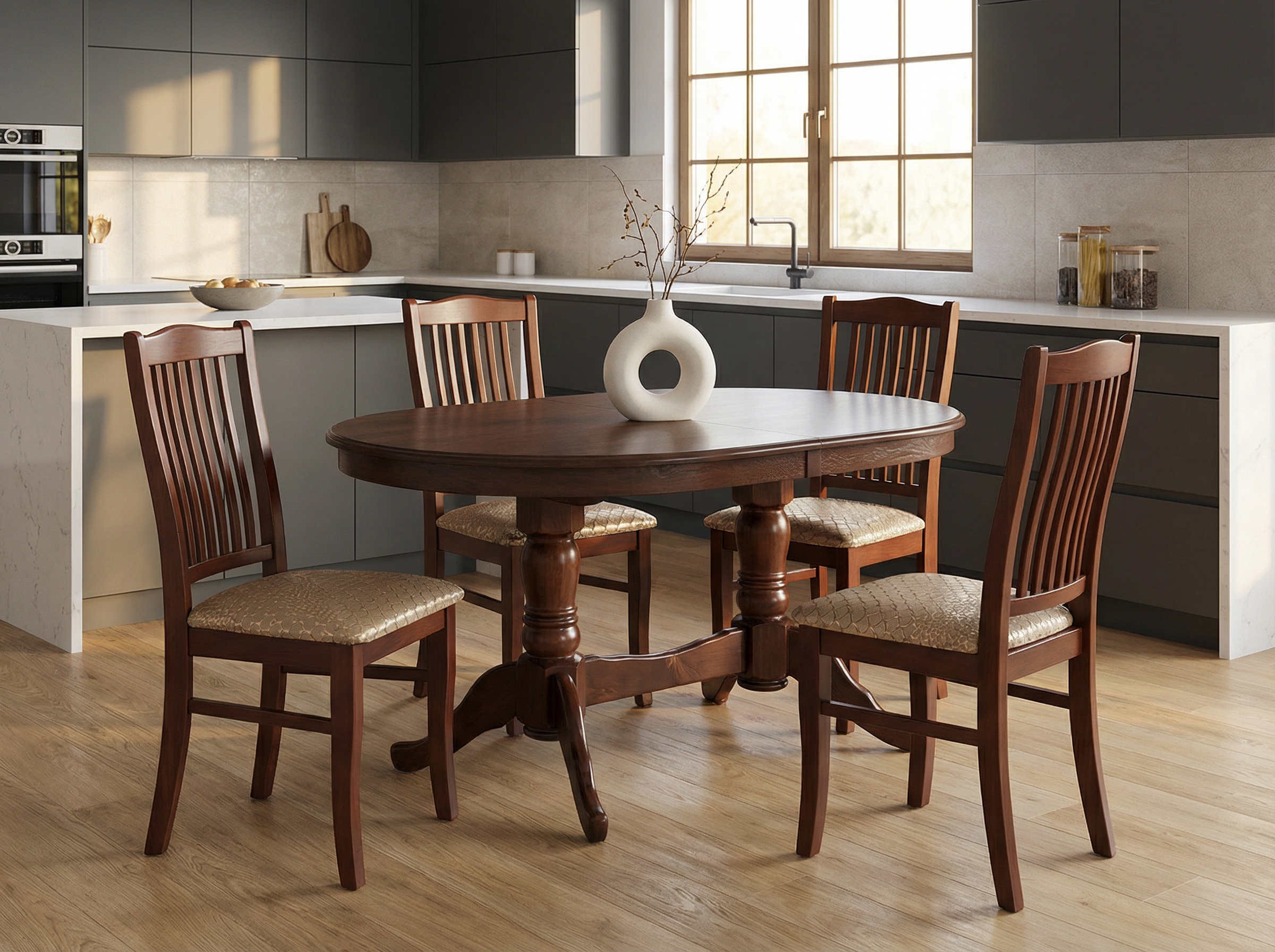 Обеденная зона Презент 1600 мм + Деревянный стул Уют черешня купить Новосибирске - Фото 1